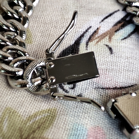 Cuban Chunky Heavy Link Chain Silver Tone Rhinestone Encrusted Bracelet UNISEX - Picture 11 of 14